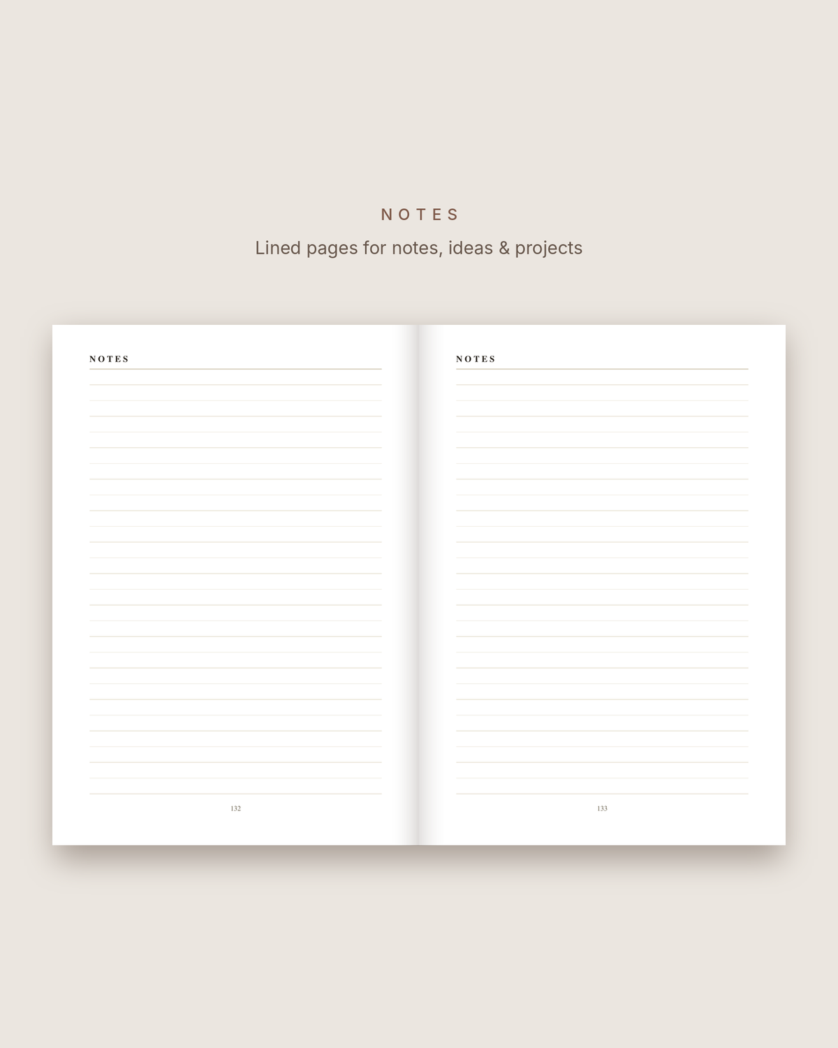 Planner lined notes pages